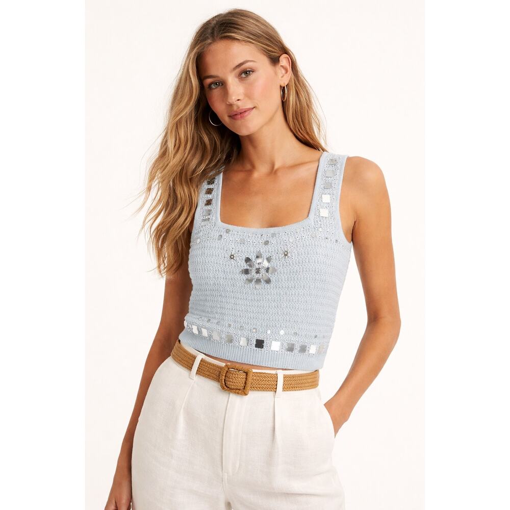 J. Crew Women's Sweater-Tank with Hand-Embellished Mirrors Edgewater Size S NWT